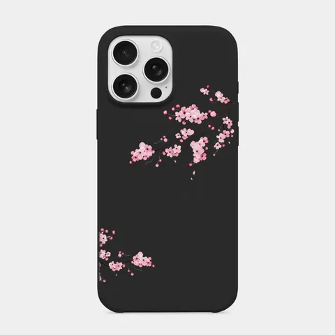 Bahar Dalı Siyah telefon kılıfı