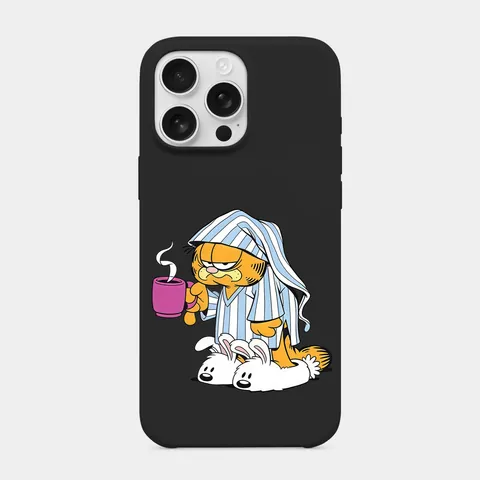 Pijamalı Garfield Siyah telefon kılıfı