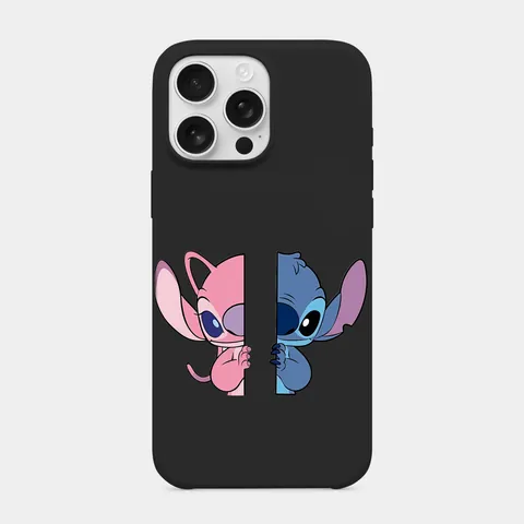 Stitch ile Angel Siyah telefon kılıfı