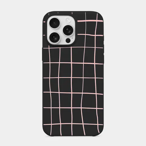 Pembe Kareli Defter Siyah telefon kılıfı