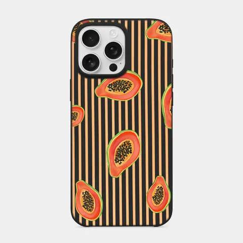 Tropik Papaya Siyah telefon kılıfı