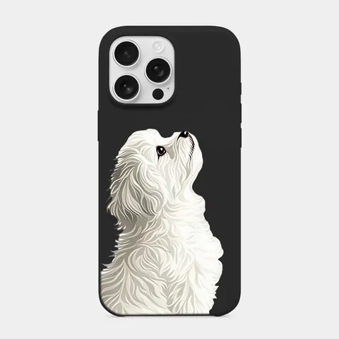 İpek Tüylü Maltese Siyah telefon kılıfı