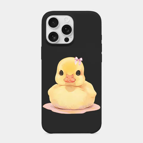 Pembe Kurdeleli Ördek Siyah telefon kılıfı
