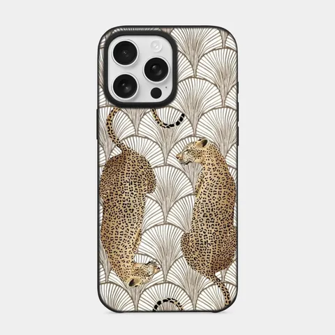 Art Deco Leoparlar Siyah telefon kılıfı