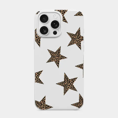 Leopar Yıldızlar Beyaz telefon kılıfı