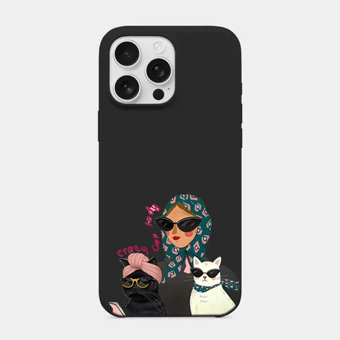 Çılgın Kedi Hanım Siyah telefon kılıfı