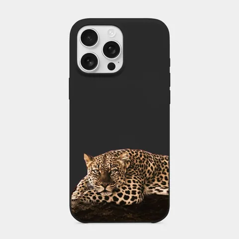 Dinlenen Leopar Siyah telefon kılıfı