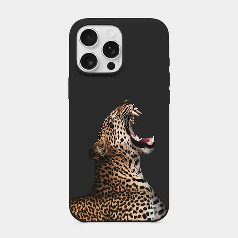 Kükreyen Leopar Siyah telefon kılıfı