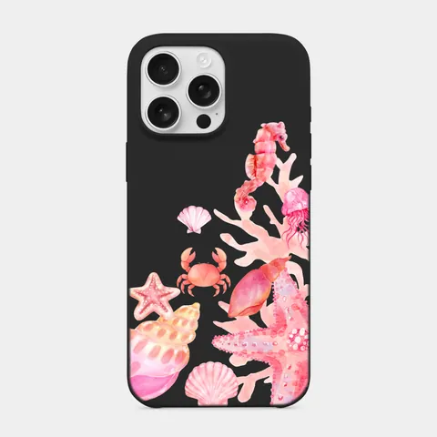 Mercan Pembesi Siyah telefon kılıfı
