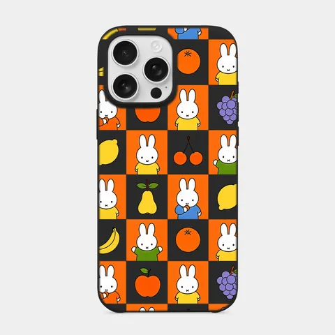 Meyveli Miffy Siyah telefon kılıfı