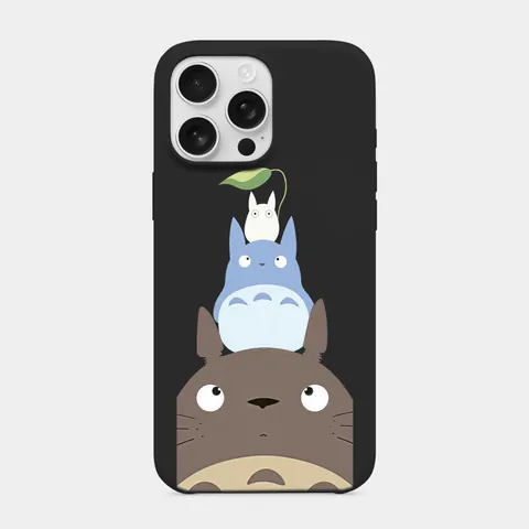 Totoro Ailesi Siyah telefon kılıfı