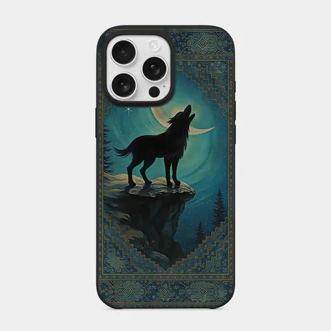 Ay Işığında Kurt Siyah telefon kılıfı