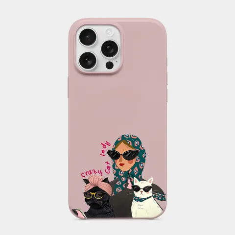 Çılgın Kedi Hanım Toz Pembe telefon kılıfı
