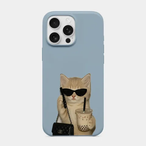 Havalı Kedi Bebek Mavisi telefon kılıfı