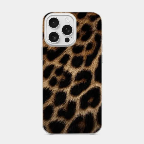 Altın Leopar Kürkü Beyaz telefon kılıfı