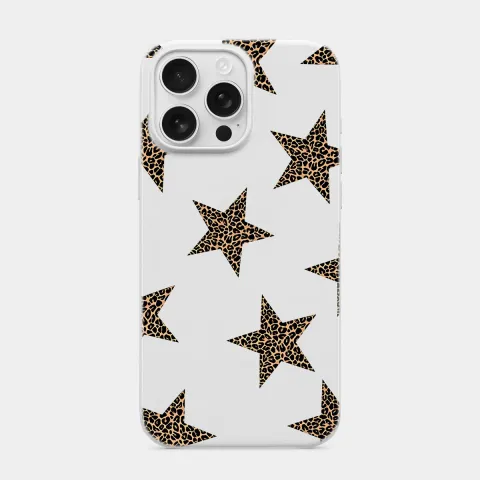 Leopar Yıldızlar Beyaz telefon kılıfı