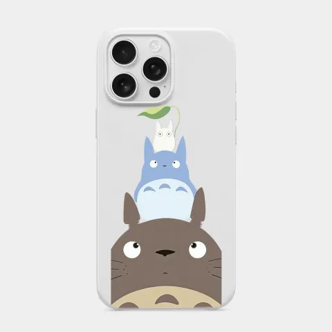 Totoro Ailesi Beyaz telefon kılıfı