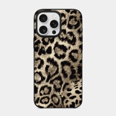 Kar Leoparı Siyah telefon kılıfı