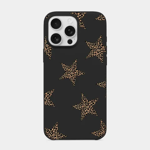 Leopar Yıldızlar Siyah telefon kılıfı