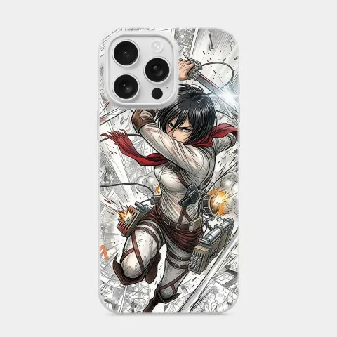 Savaşçı Mikasa Beyaz telefon kılıfı