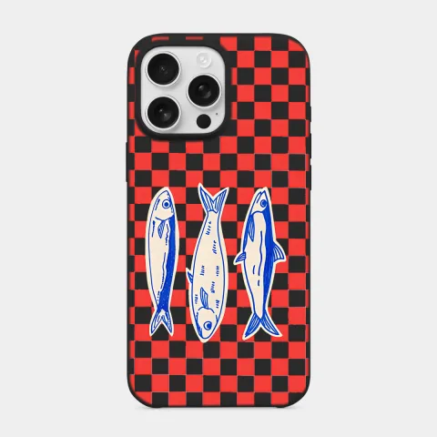 Dikey Balıklar Siyah telefon kılıfı