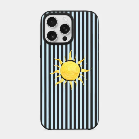 Çizgili Güneş Siyah telefon kılıfı