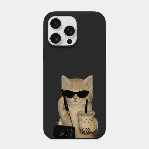 Havalı Kedi Siyah telefon kılıfı