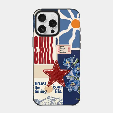 Chill & Star & Sun Siyah telefon kılıfı
